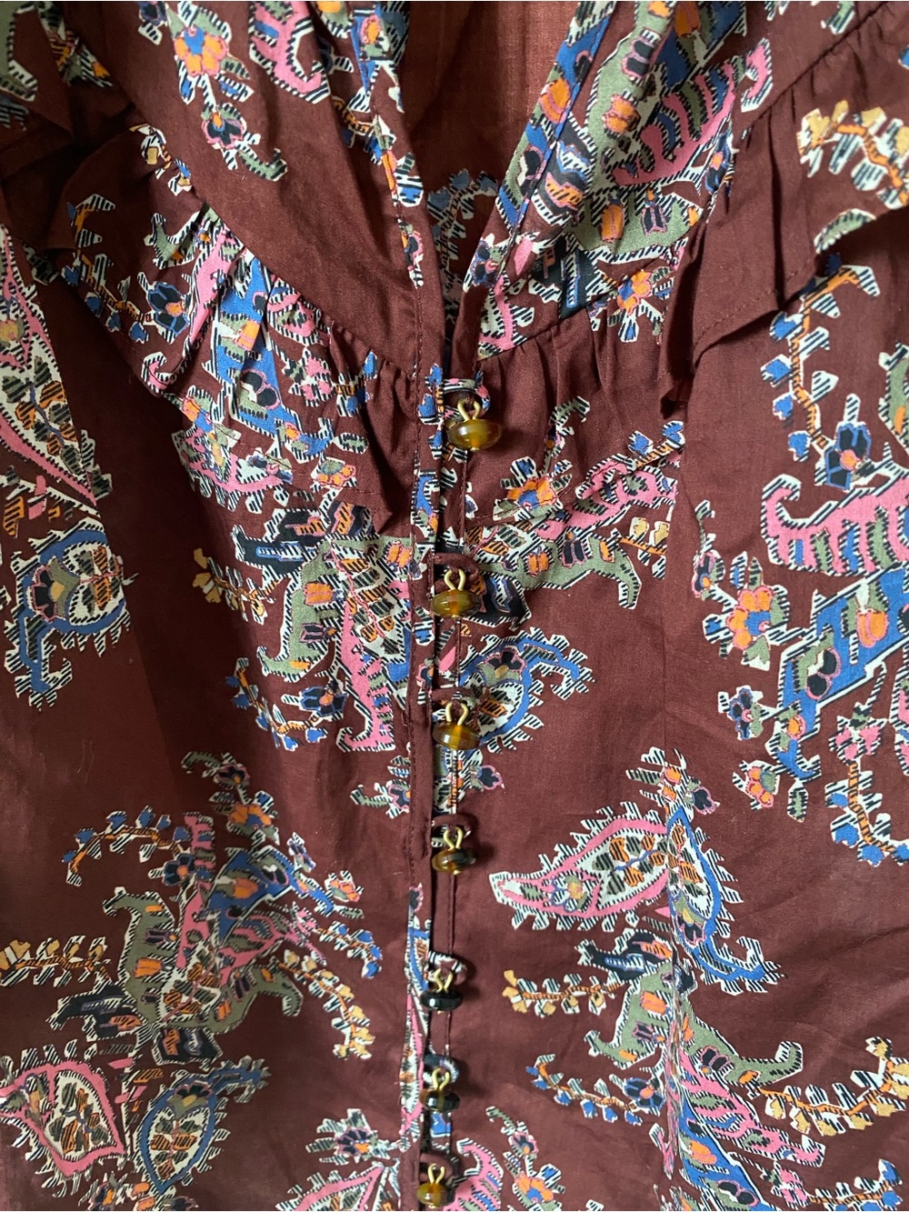 Veronica Beard Hopkins Paisley Ruffle Front Blouse - Picture 6 of 11